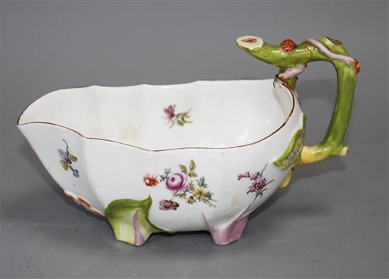 A Chelsea red anchor large sauceboat, c.1756, L. 19.5cm